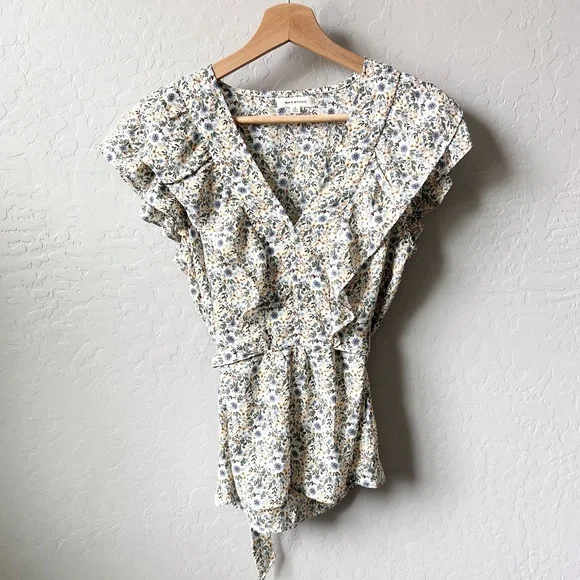 Max Studio Floral Ruffled Tie Waist Top - Picture 5 of 10